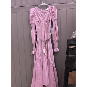 Rosevelvet Long‎ Sleeve Pink Suede Maxi Dress Small New